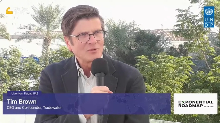 Tim Brown spoke about the importance of disposing of remaining non-CO2 climate gases at the COP28 Climate Hub.